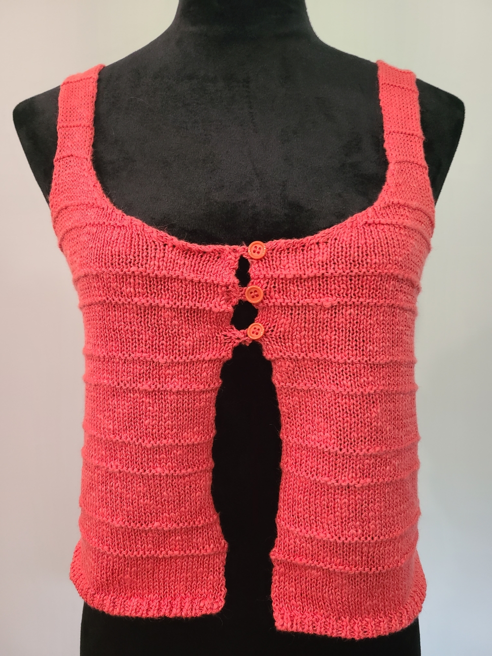 Coral Knit Sleeveless Button Front Tank